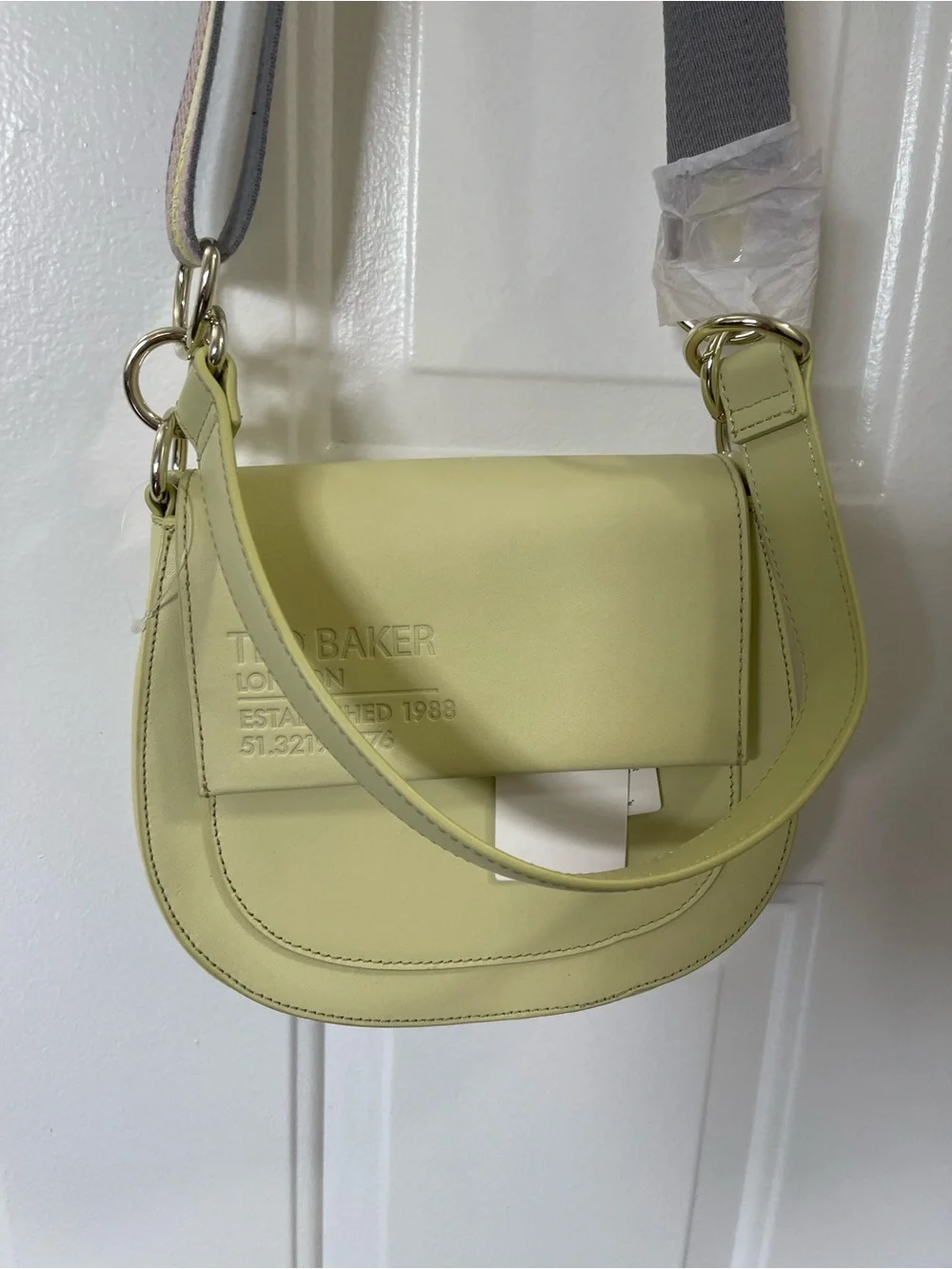 Ted Baker Darcell Logo Embossed Leather Crossbody Satchel with Striped Strap Bag